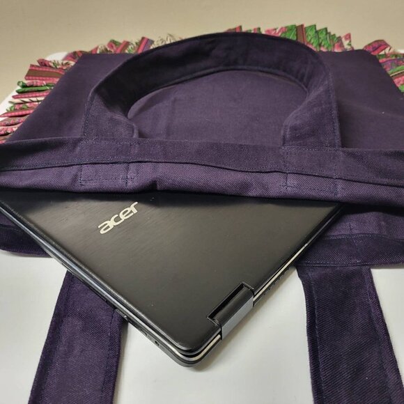 Handmade reusable ruffled tote bag, gift ideas, eco friendly shopping bag - Picture 7 of 10